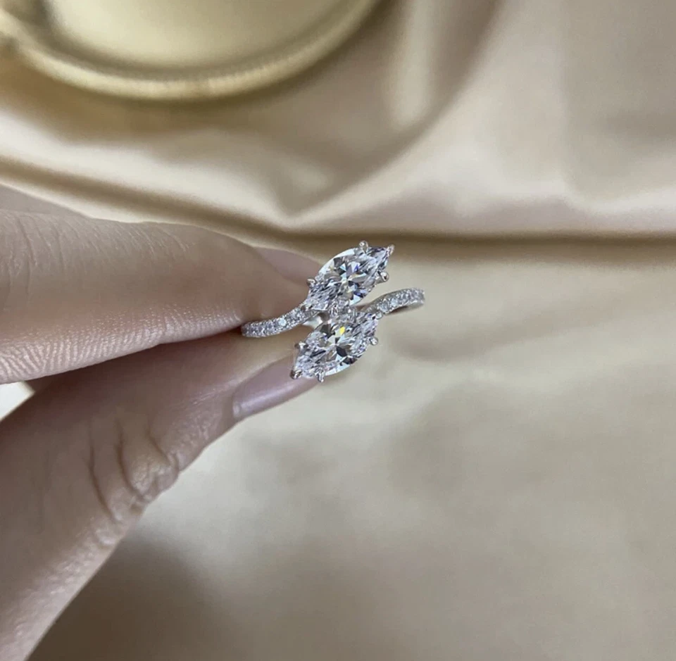 Moissanite Double Pear Statement Ring - Image 4 of 4