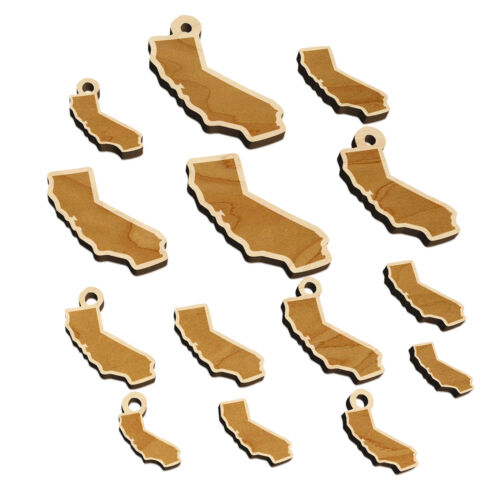 California State Silhouette Mini Wood Shape Charms Jewelry DIY Craft - Picture 1 of 8