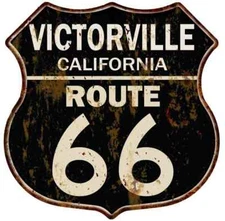 VICTORVILLE, CALIFORNIA Route 66 Shield Metal Sign Man Cave Garage 211110014047