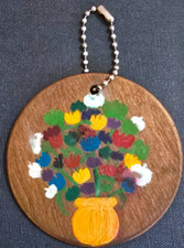 Unique Painted Flower Boquet Wooden Keychain