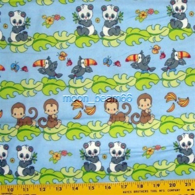 1/2 Yard Precious Moments Two By Two Animal Blue Flannel Cotton Fabric