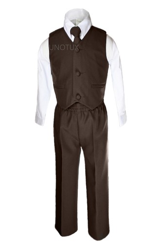 Khaki Black Teal Gray Taupe White Baby Boy Toddler Wedding Formal Party Vest Set - Picture 7 of 11