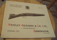 1929 Hunting/Shotgun/Rifle Catalog~"WESTLEY RICHARDS & CO"~England~**REPRINT**~