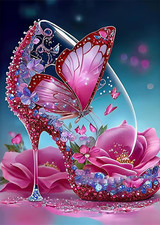 High Heels Butterfly 5D Diamond Painting Kits for Adults, Diamond Art Kits for A