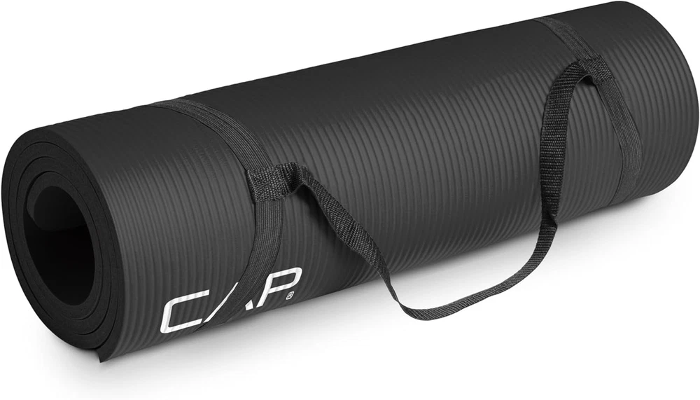 High-Density 1/2-Inch Yoga Mat with Strap | Premium Exercise Mat in Multiple Colors, Including Sleek Black High-Density 1/2-Inch Yoga Mat with Strap | Premium Exercise Mat in Multiple Colors, Including Sleek Black