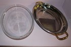 Vintage Oneida Oven Ware wth glass insert, 18.8 stainless with gold rose on top — photo 2