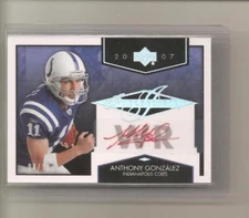 2007 Upper Deck Football ANTHONY GONZALEZ Inkcredible Rookie RC Red Auto 8/10 SP