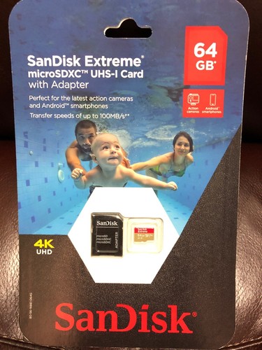 SEALED SANDISK EXTREME 64GB MICRO SDXC UHS-I MEMORY CARD WITH ADAPTER 100MB/S !! - Picture 1 of 2