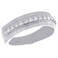 10K WeißGold Rund Diamant Milgrain Ehering Kanal Set 7Mm Ring 1/2 Karat
