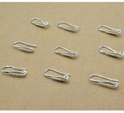 100PCS DIY Fashion Finding Feather Silver Pinch Bail Hooks For Stone  Earring