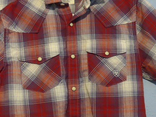 Ariat Arroyo Retro-Passform Druckknopf kurzärmeliges S/P-Shirt rot kariert - Bild 2 von 5