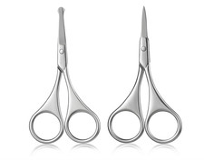 2Pcs Facial Hair Small Grooming Scissors For Men Women - Eyebrow, Nose Hair, ...