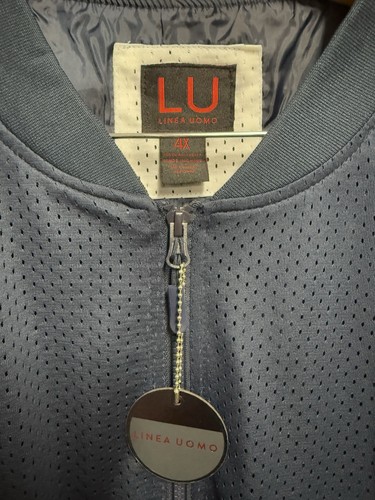 Linea Uomo LU Track Jacket Mens 4XL Full Zip Mesh Warm Up Navy White Nice - Picture 2 of 4