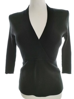 AUGUST SILK Damen Bluse Gr. M Schwarz 3/4 Ärmel V-Ausschnitt