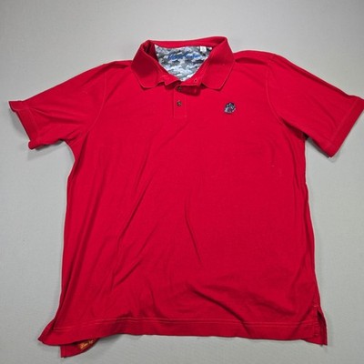 Robert Graham Red Embroidered Skull Polo Shirt Mens XL Classic Fit Supima Cotton