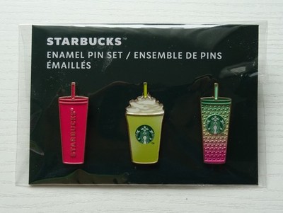 Starbucks Enamel Pin Set Cold Cups Frappuccino Kaltgetränke Becher 3 Stück NEU
