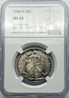 1946-D Walking Liberty Half Dollar MS 64 NGC Certified