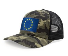 European Flag Hat Men Women - EU Trucker Snapback Baseball Cap (Camouflage)