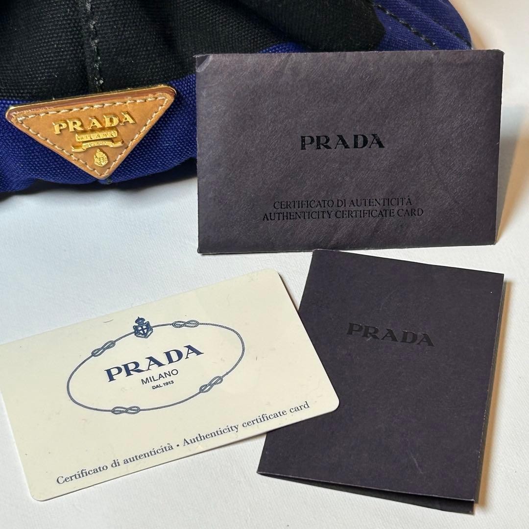 PRADA Canapa Cobalt Tricolor Canvas Tote Bag Unisex Authentic Large Capacity thumbnail 11