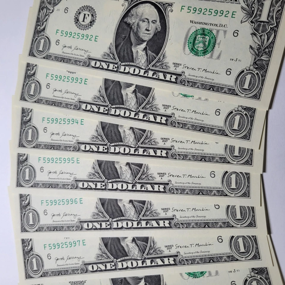 2017 Atlanta Fed Res $1 RADAR Bank Note Serial #59925992 + 7 Consec ~ GEM UNC ~ - Image 4 of 4