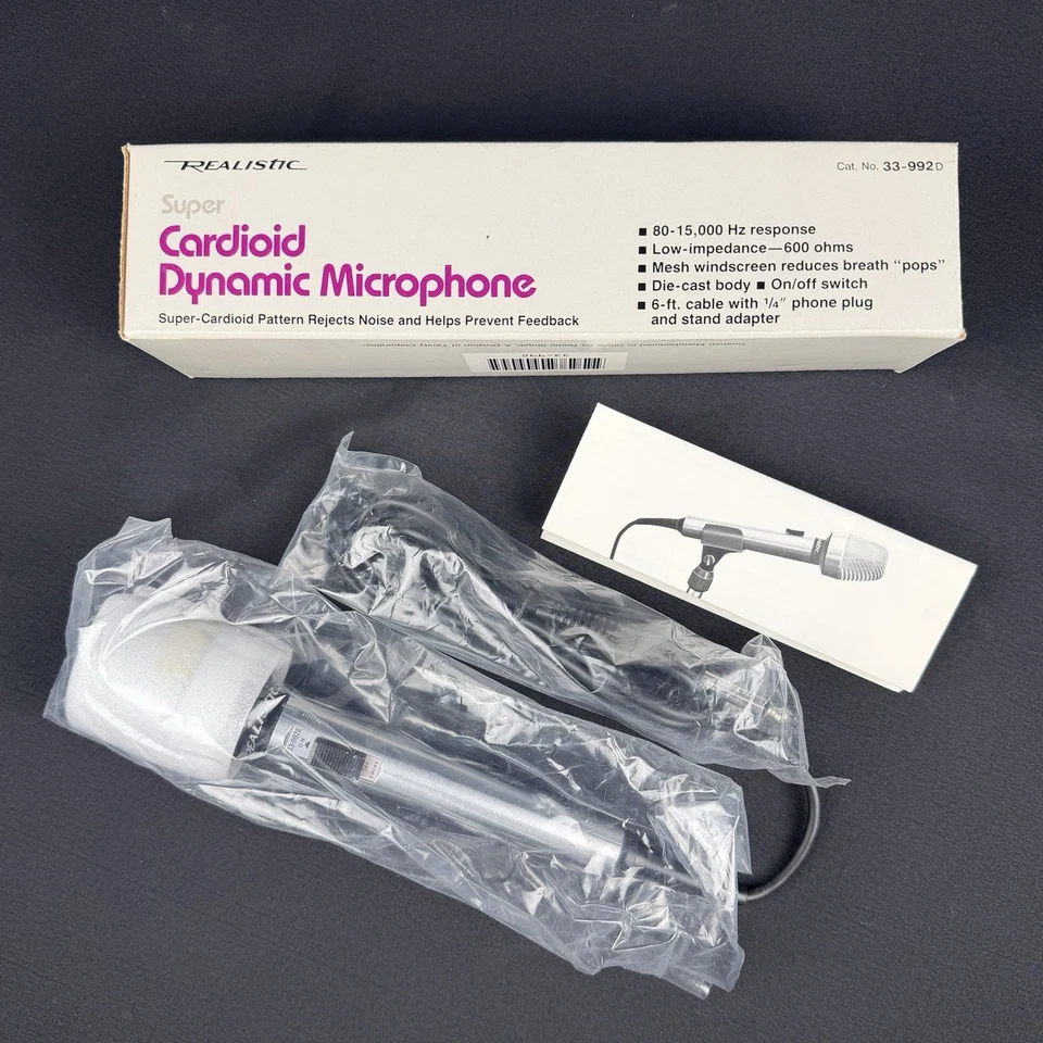Realistic Super Cardioid Dynamic Microphone 33-9920 With Box And Manual - Image 4 of 4