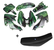 HMParts Dirt Bike Pit Bike Verkleidung SET 110 ccm Tarn Typ1 + Sitzbank SW Typ3