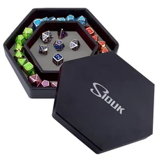 SIQUK Dice Tray with Lid Hexagon Dice Rolling Tray Dice Holder for Dice Games...
