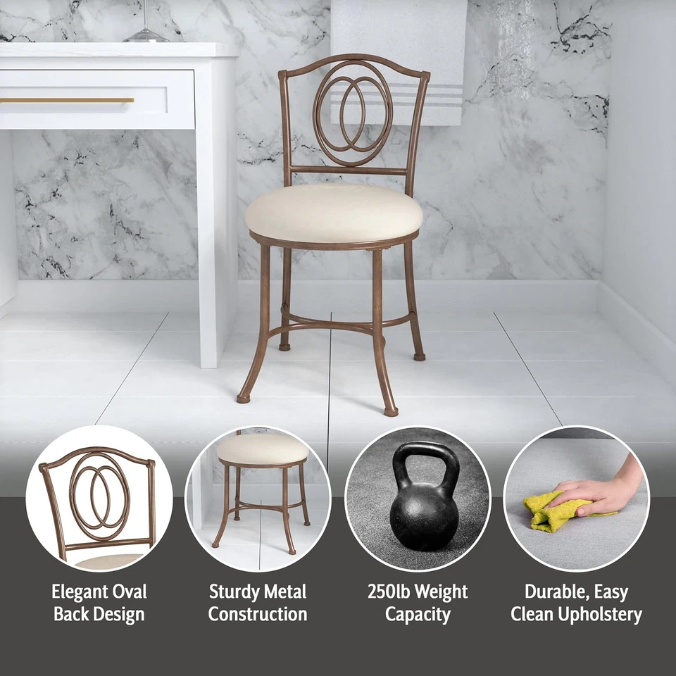 Emerson Metal Vanity Stool, Golden Bronze - Image 4 of 4