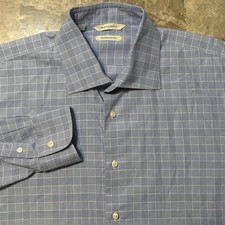 Suitsupply Shirt Mens 43 17 Extra Slim Fit Blue Egyptian Cotton Tessitura Monti