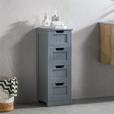 Bathroom Cabinet 4 Drawer Storage Organizer Cupboard MDF Bathroom Furniture Grey