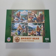 Master Pieces Smokey Bear 4 Pack Puzzles 100 Piece Jigsaw Puzzles 6 Forest Fire