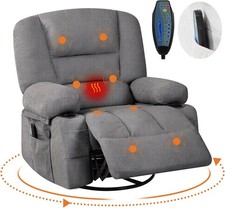 Massage Rocking Recliner Chair with Vibration and Heat, 360  Swivel Rocker Chair