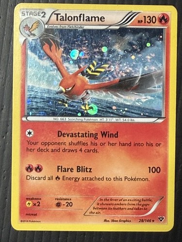 Talonflame 28/146 Holo Rare XY Base Set Pokemon Holo Moderately Played