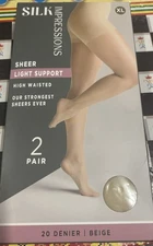 Silk Impressions 20 Denier Sheer Tights and Control Top Pantyhose for Women XXL