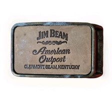 JIM BEAM American Outpost Clermont, Beam, Kentucky Leather Promo Belt Buckle