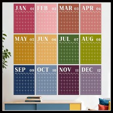 Undated Classroom Calendar 2026-2027 Wall Calendar - Retro Contrast Color for...