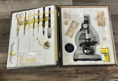 1980 TASCO Microscope #972P 50x-750x W/Accessories & Tools Science Biology Study