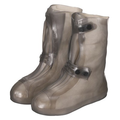 Waterproof Shoes Cover XL PVC Overshoes Rain Galoshes with Double Buckle Brown