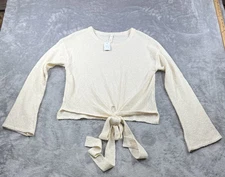 Wishlist Pullover Knit Sweater With Front Tie Women’s Size Medium Cream