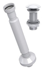 Extendable Flexible Waste Pipe Pop Up Centre-Pin Basin Waste Ceramic WHITE (With