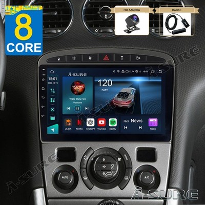 DAB+ 4+64G Android 15 Autoradio GPS Apple CarPlay Für Peugeot 308 408 2007-2013