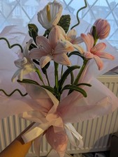 Beautiful bouquet of  faux flowers for Mothers day chennille wire pipe cleaner