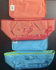 Trader joe's Mini Insulated Bags Peach & Blue Set, each with contrasting zipper.