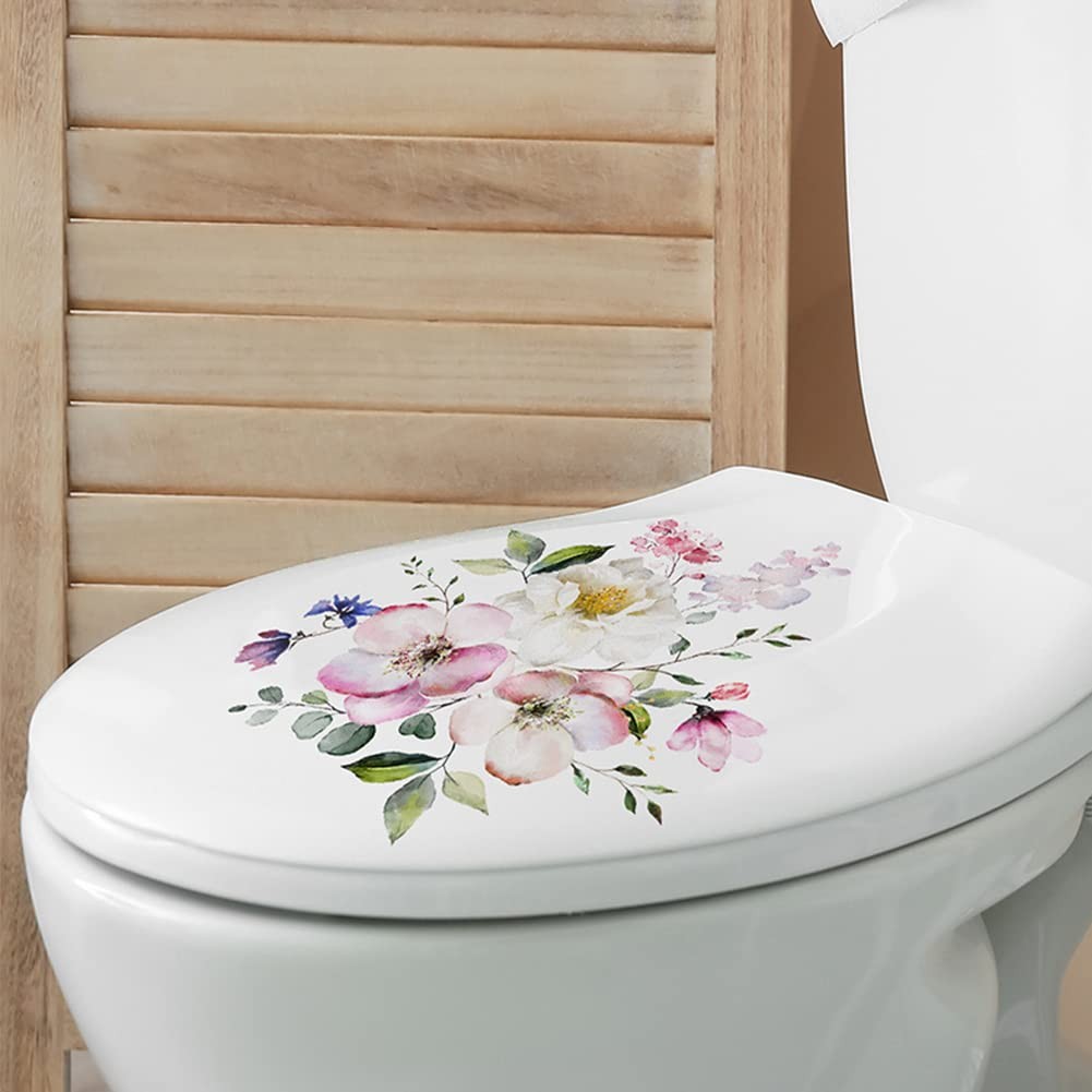 Toilet Wall Sticker Self-Adhesive for Bathroom Home Decoration Flowers Pattern
