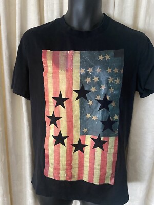 GIVENCHY スター刺繍 アメリカンフラッグTシャツ メンズL Givenchy Paris T-Shirt Adult Medium Black Graphic Print Embossed