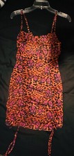 NWT Pretty Little Thing Butterfly Leopard Bodycon Ruched Dress Size 8