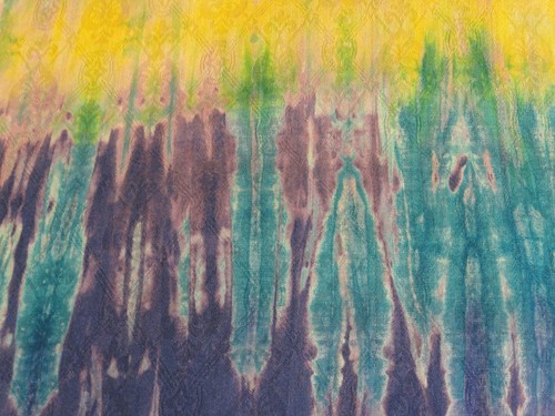 Tie Dye Style Tunic Blouse Misses XL Cotton Purple Green Yellow Multi Color MINT - Picture 2 of 5