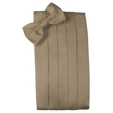 Men's Latte Satin Bow Tie and Cummerbund Set