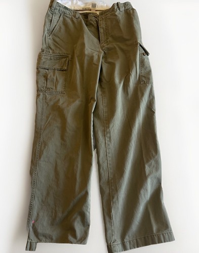 LL Bean 36 x 34 Natural Fit Cargo Pants Olive Green 100% Cotton Fishing Outdoors