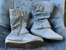 girls Blue Denim boots size 13 Brand New
